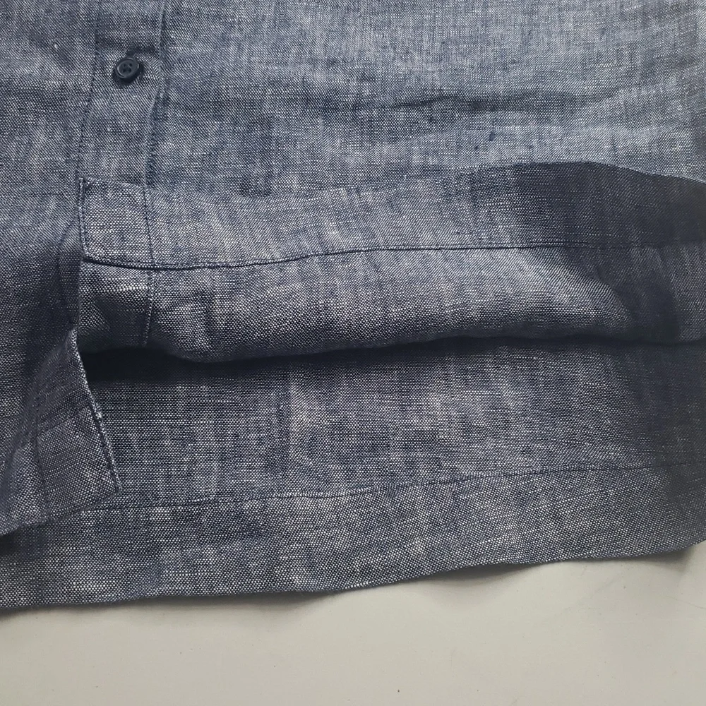 Garnet Hill 100% Linen Classic Full Button Front Shirtdress Size 2 Coastal Blue - Picture 15 of 16